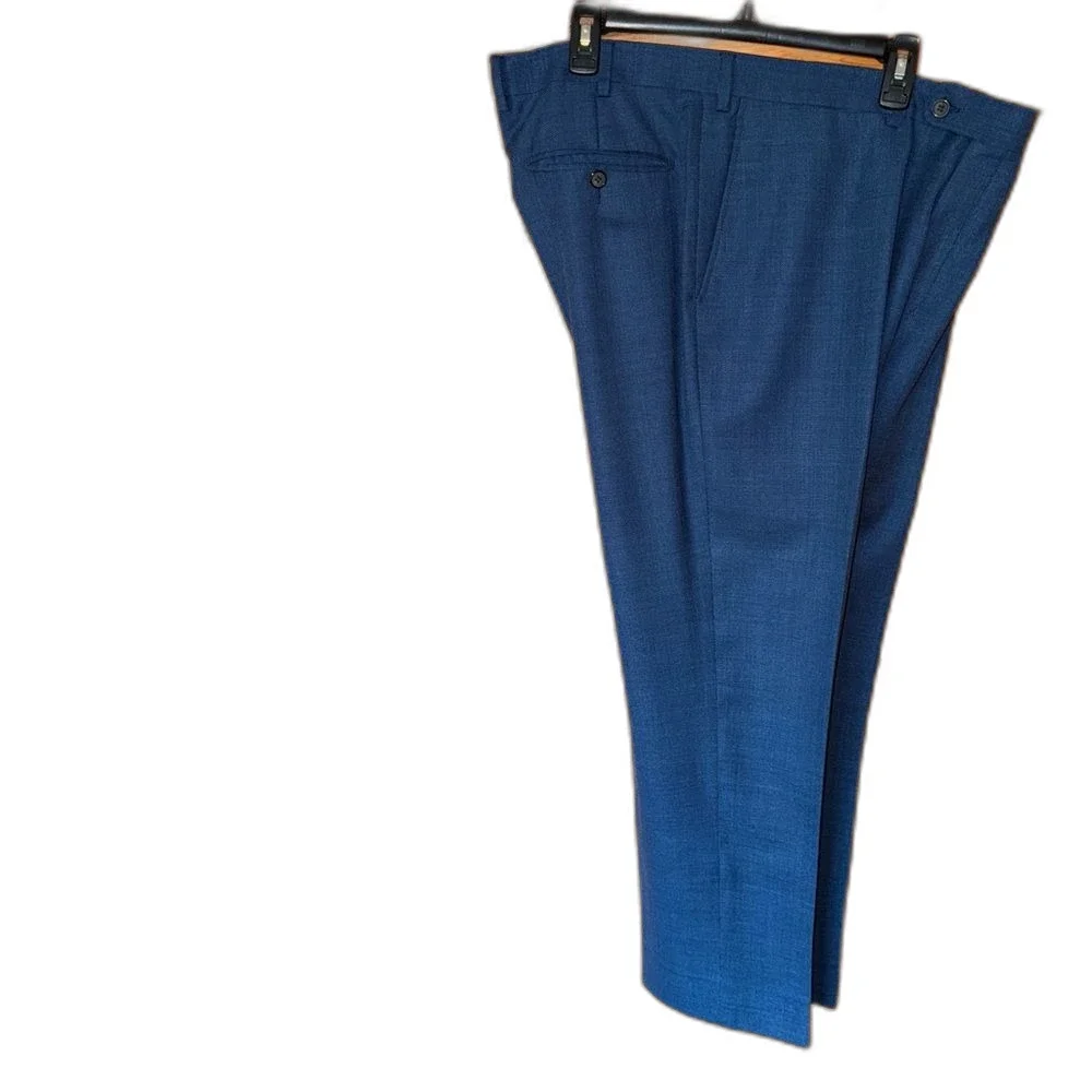 Suitsupply Havana Blue Hopsack Wool Suit 44S Reda Fabric Pants 37x28 As-Is